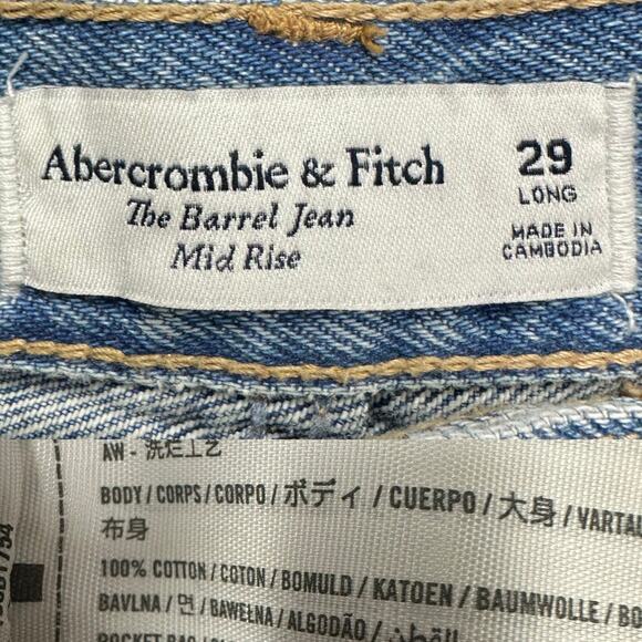 Abercrombie & Fitch Heavyweight Rigid Mid Rise Barrel Jean Medium Wash Sz 8/29 - Picture 7 of 16